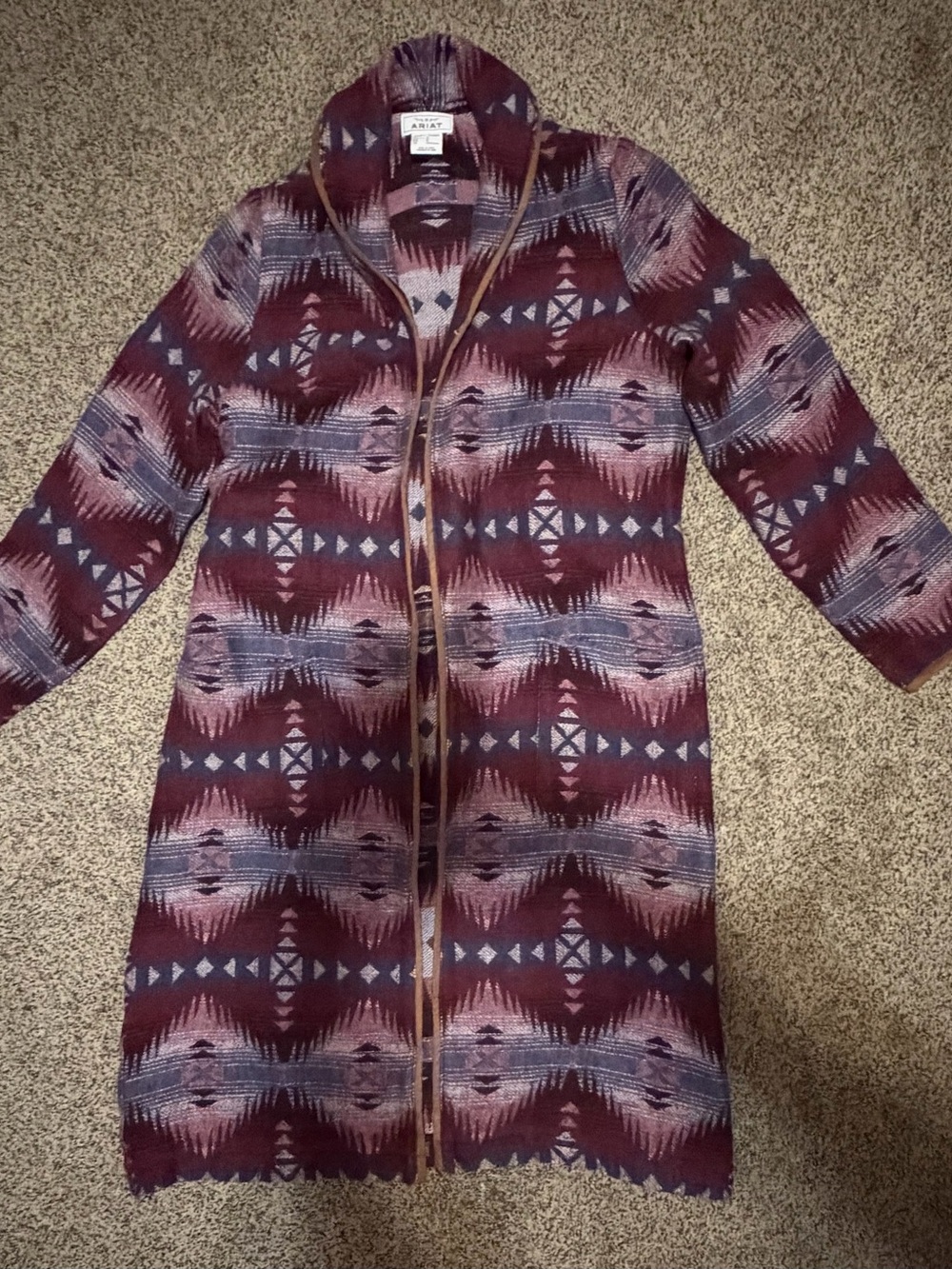 Ariat McKenzie Blanket Coat Southwestern Aztec Print Burgundy Blue M
